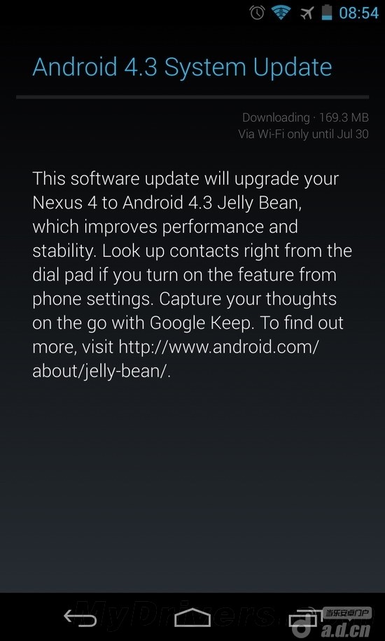 《Nexus 4强制OTA升级4.3》